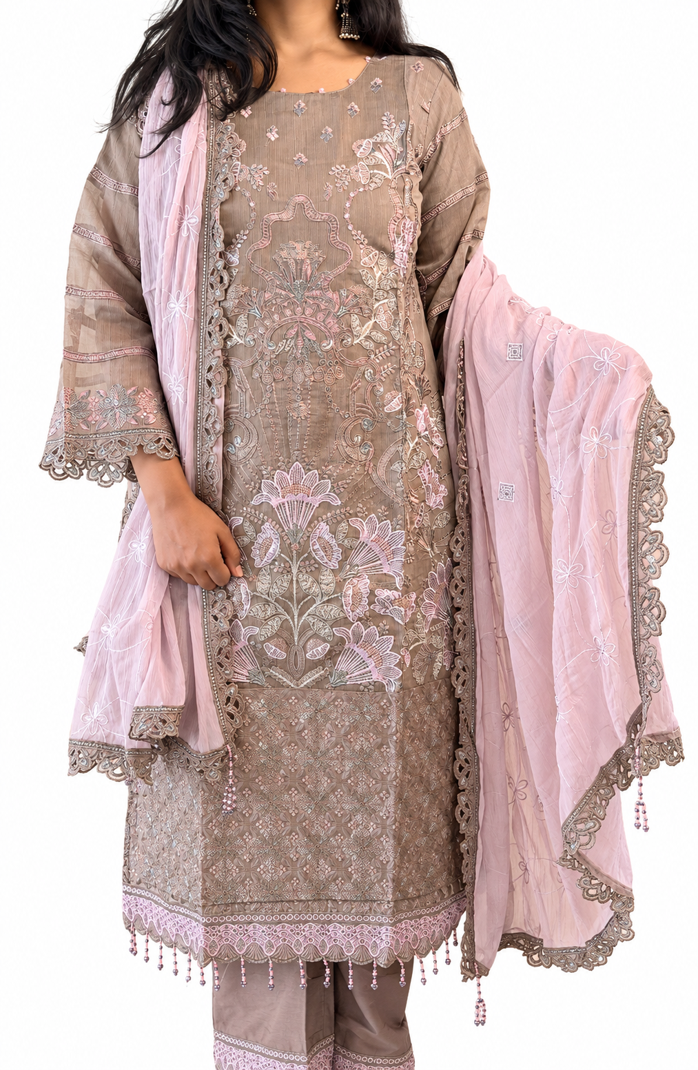 Mariya Gulabi Kali Heavy Suit-Taupe Brown