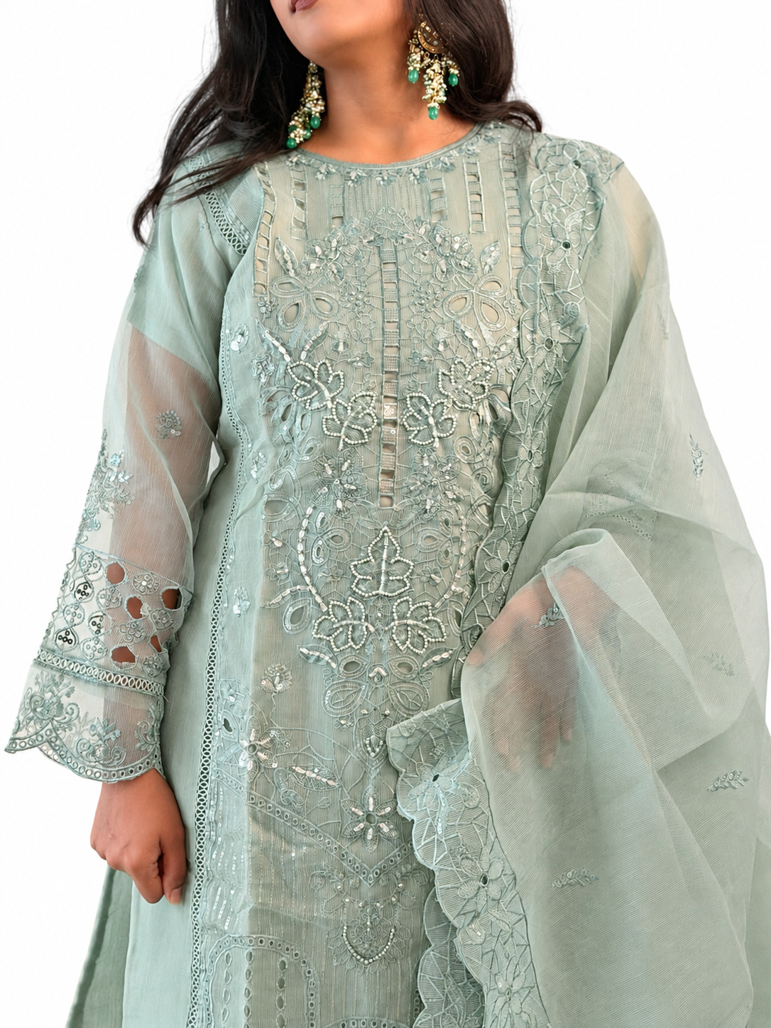 Mariya Mahtaab Luxury Pret Suit-Pastel Mint Green