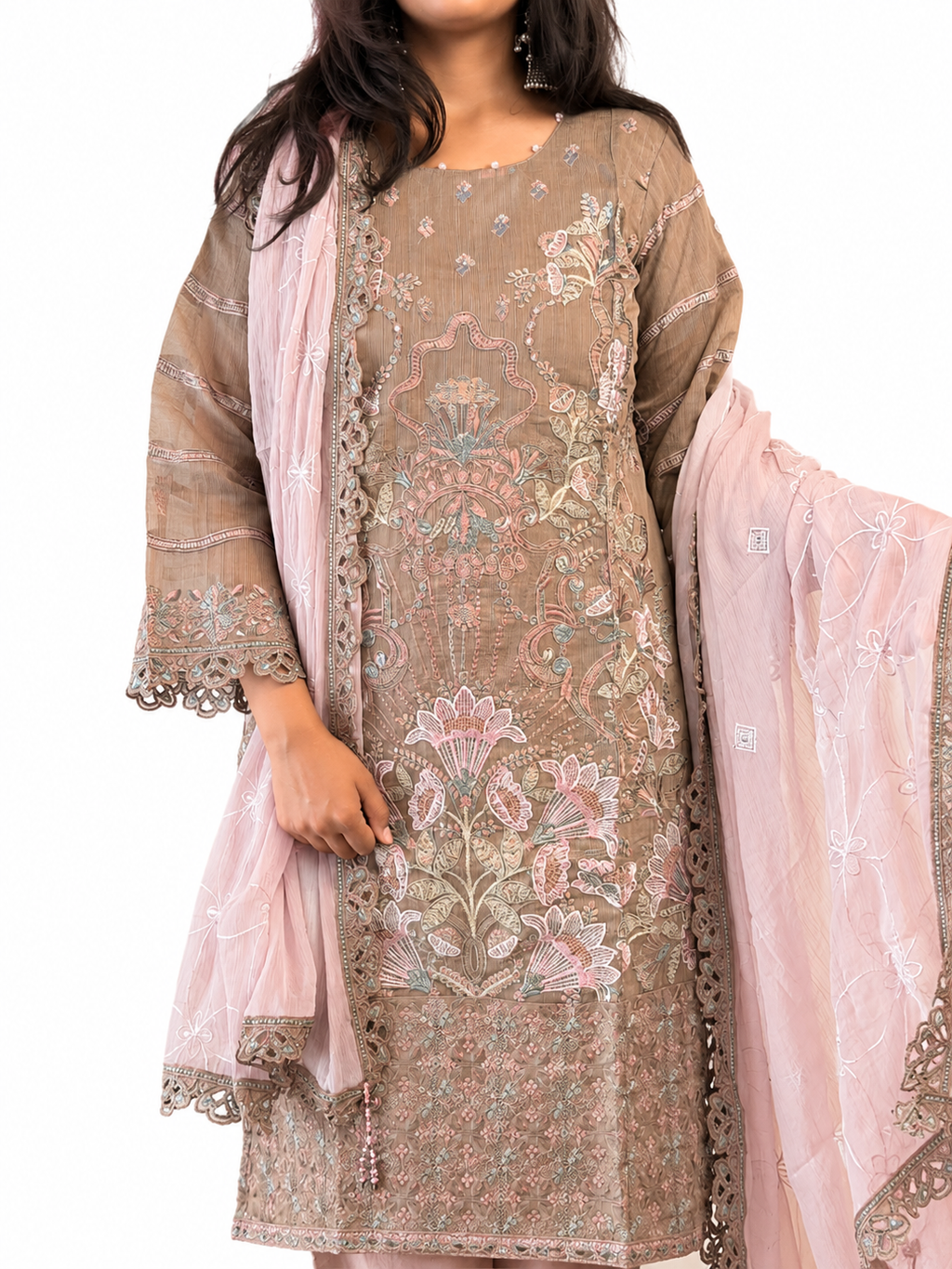 Mariya Gulabi Kali Heavy Suit-Taupe Brown
