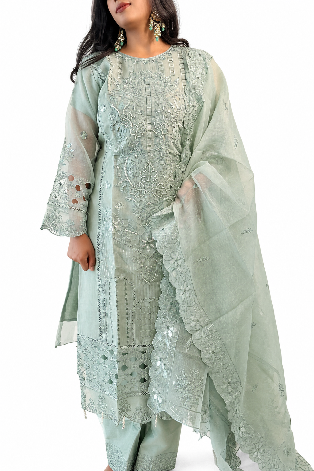 Mariya Mahtaab Luxury Pret Suit-Pastel Mint Green