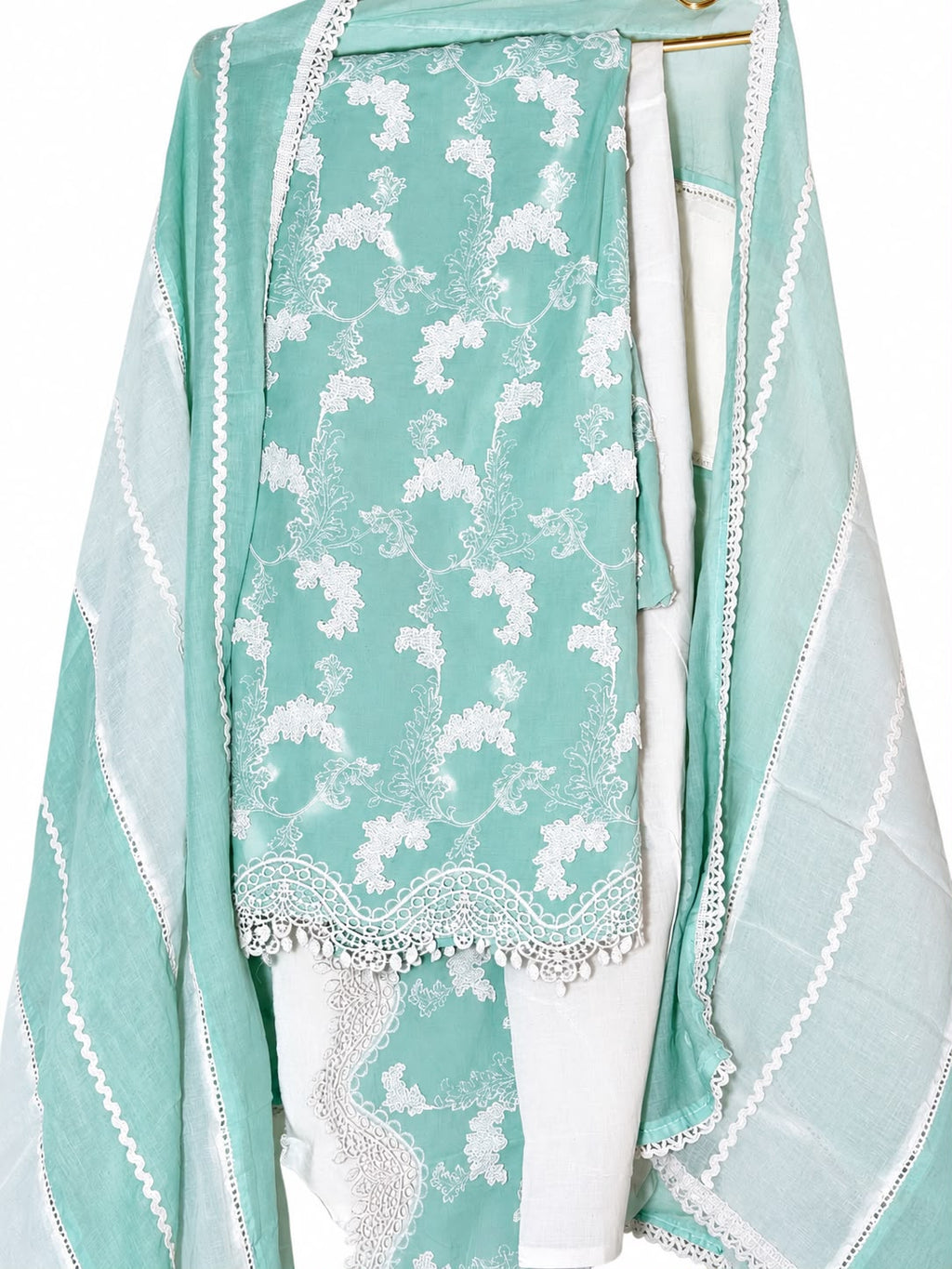Jhoomti Bahaar unstitched suit set-pastel green