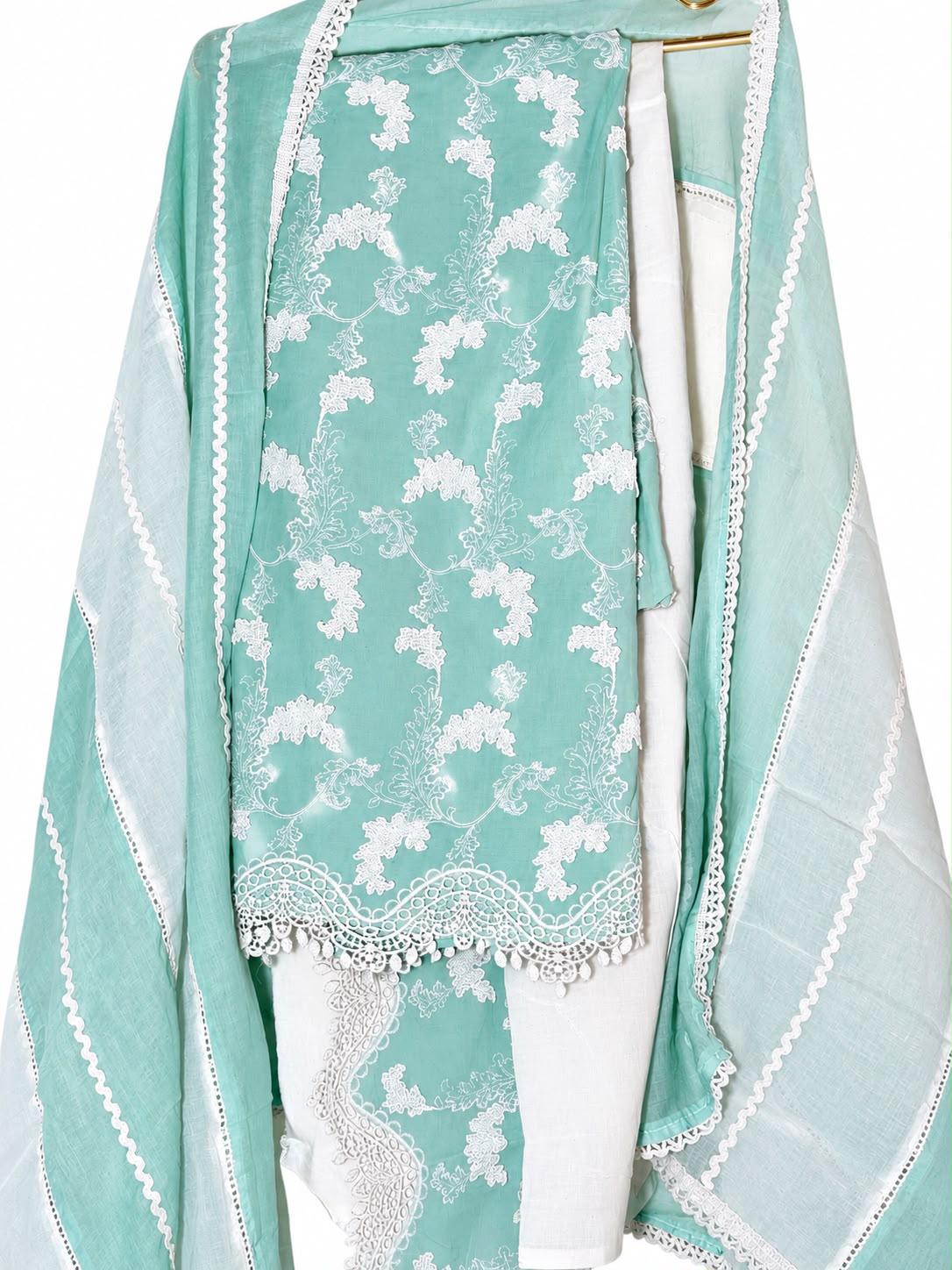 Jhoomti Bahaar unstitched suit set-pastel green