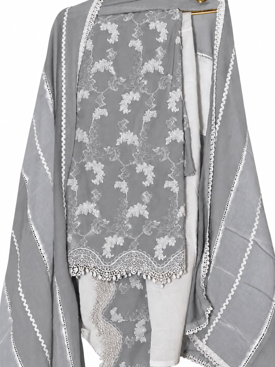 Jhoomti Bahaar unstitched suit set-pastel grey