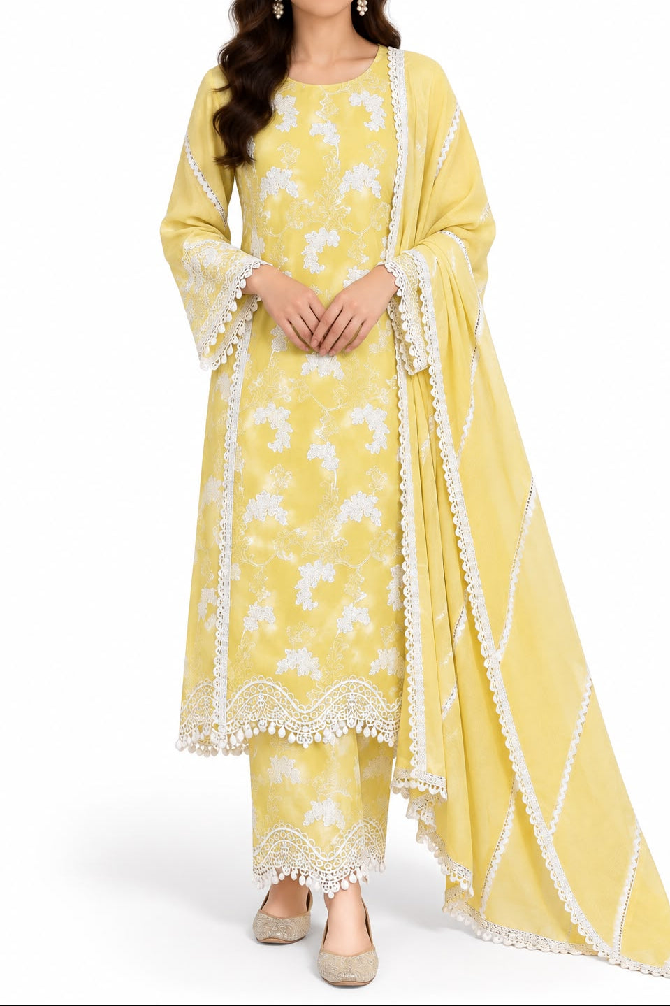 Jhoomti Bahaar unstitched suit set-pastel yellow