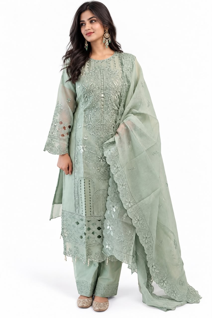 Mariya Mahtaab Luxury Pret Suit-Pastel Mint Green